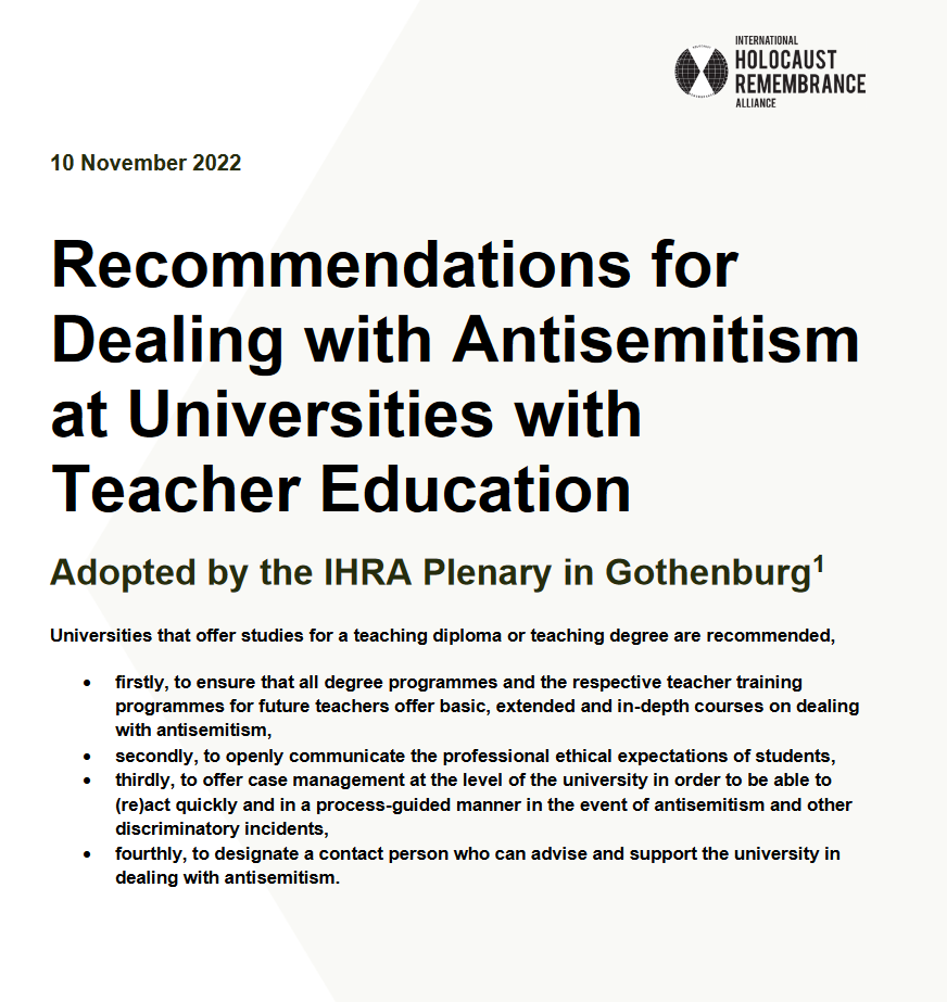 Recommendations for Dealing with Antisemitism at the Universities
